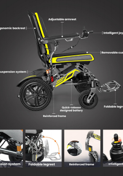 YE100 усиленная Легкая Складная брошюра для электрических инвалидных колясок